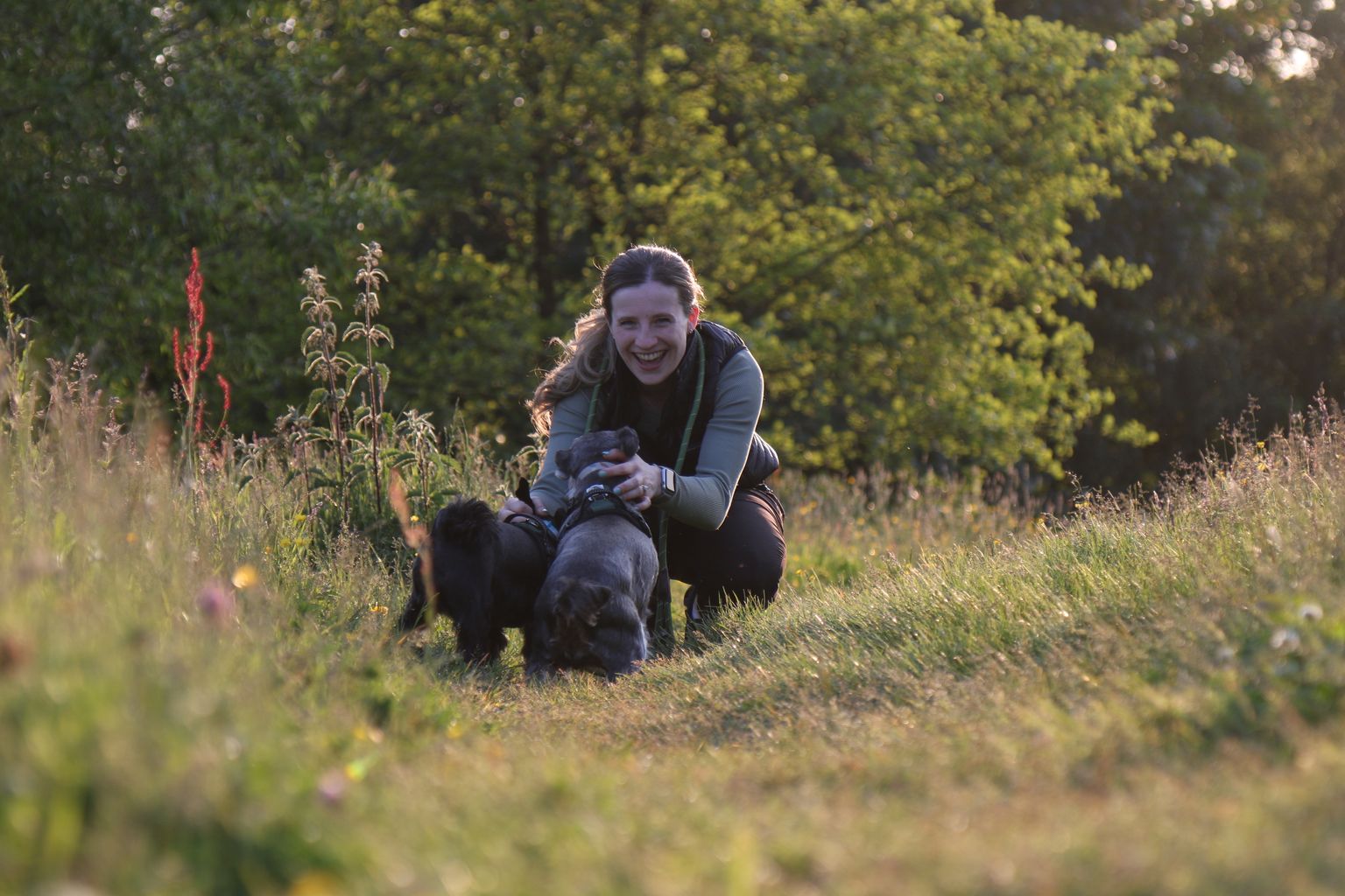 Sophie Braybrooke, owner of Waggle, with a dog